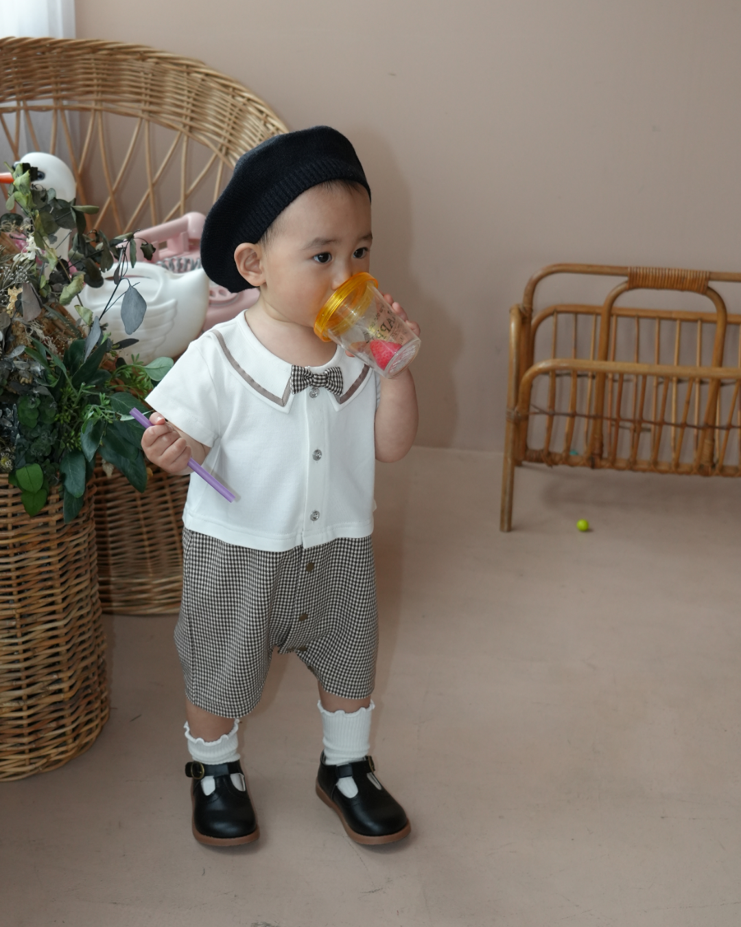 Check Bow Tie All in One【110212】 (beige)