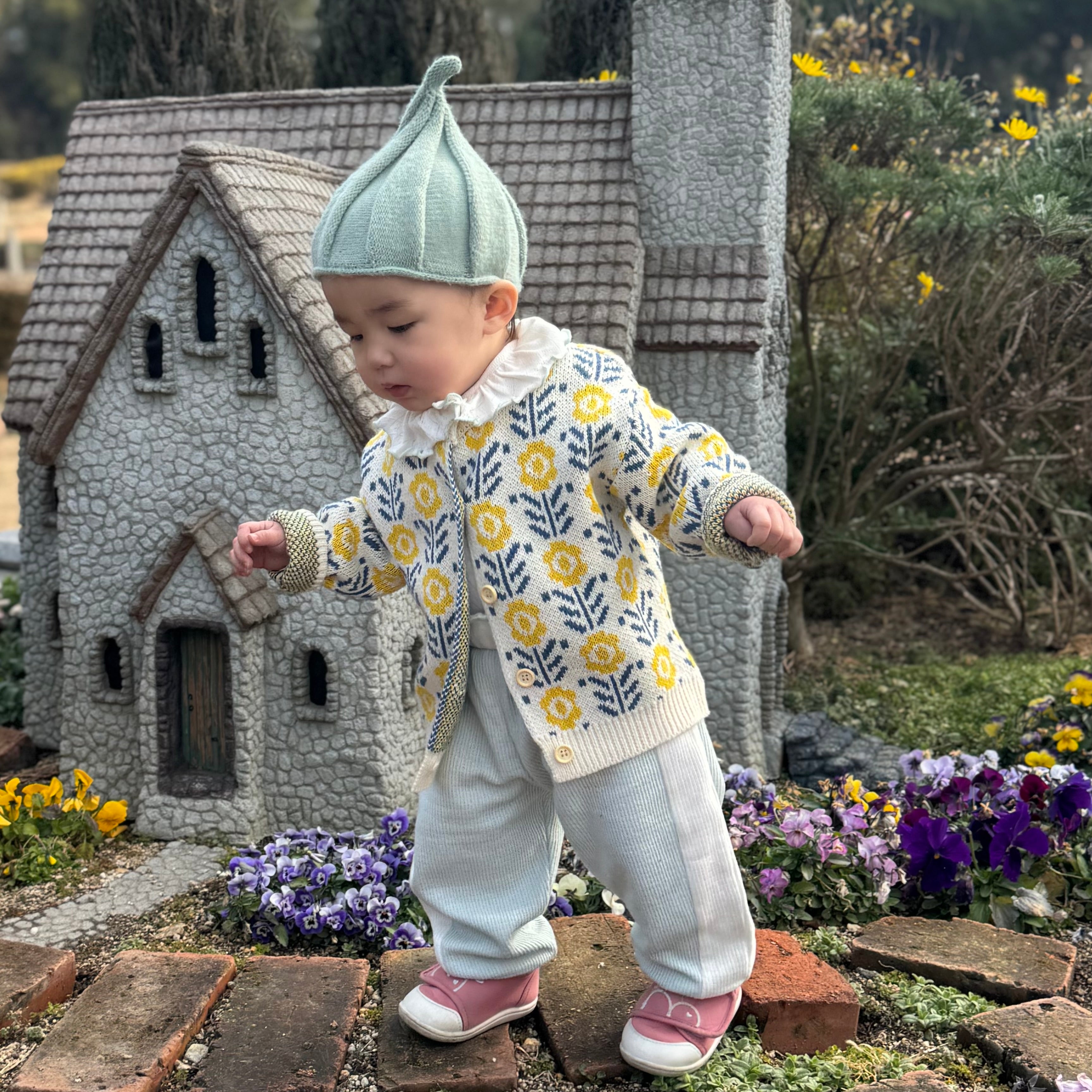 (予約商品)たんぽぽニットカーディガン/サロペット【N2370】