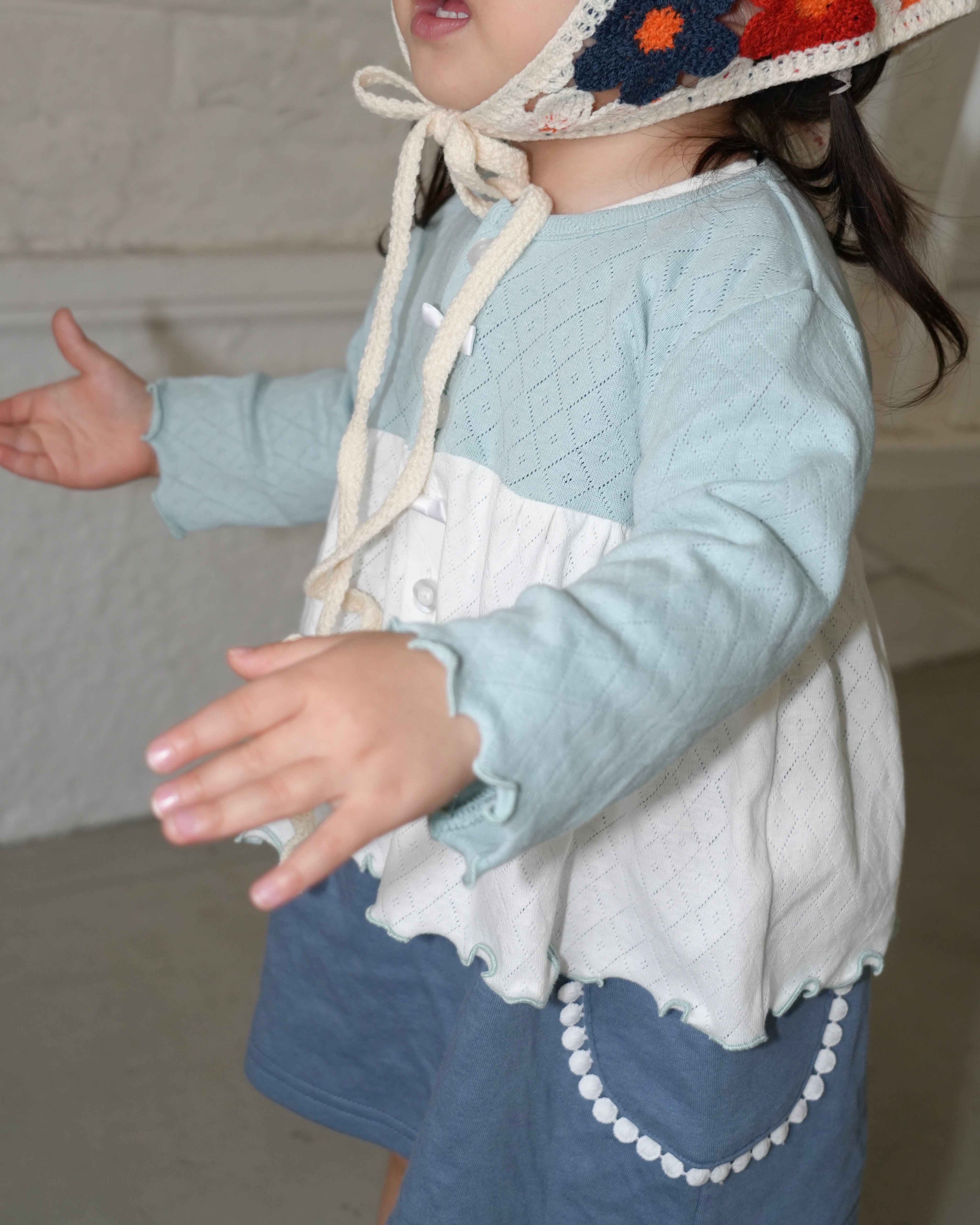 Eyelet Bicolor Cardigan【110130】 (green)