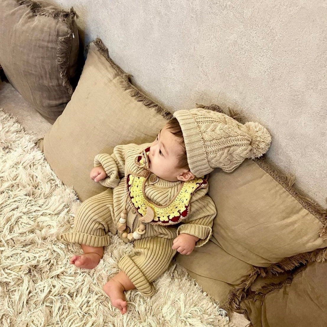 (予約商品)リブニットロンパース(monotone) 【N3214】