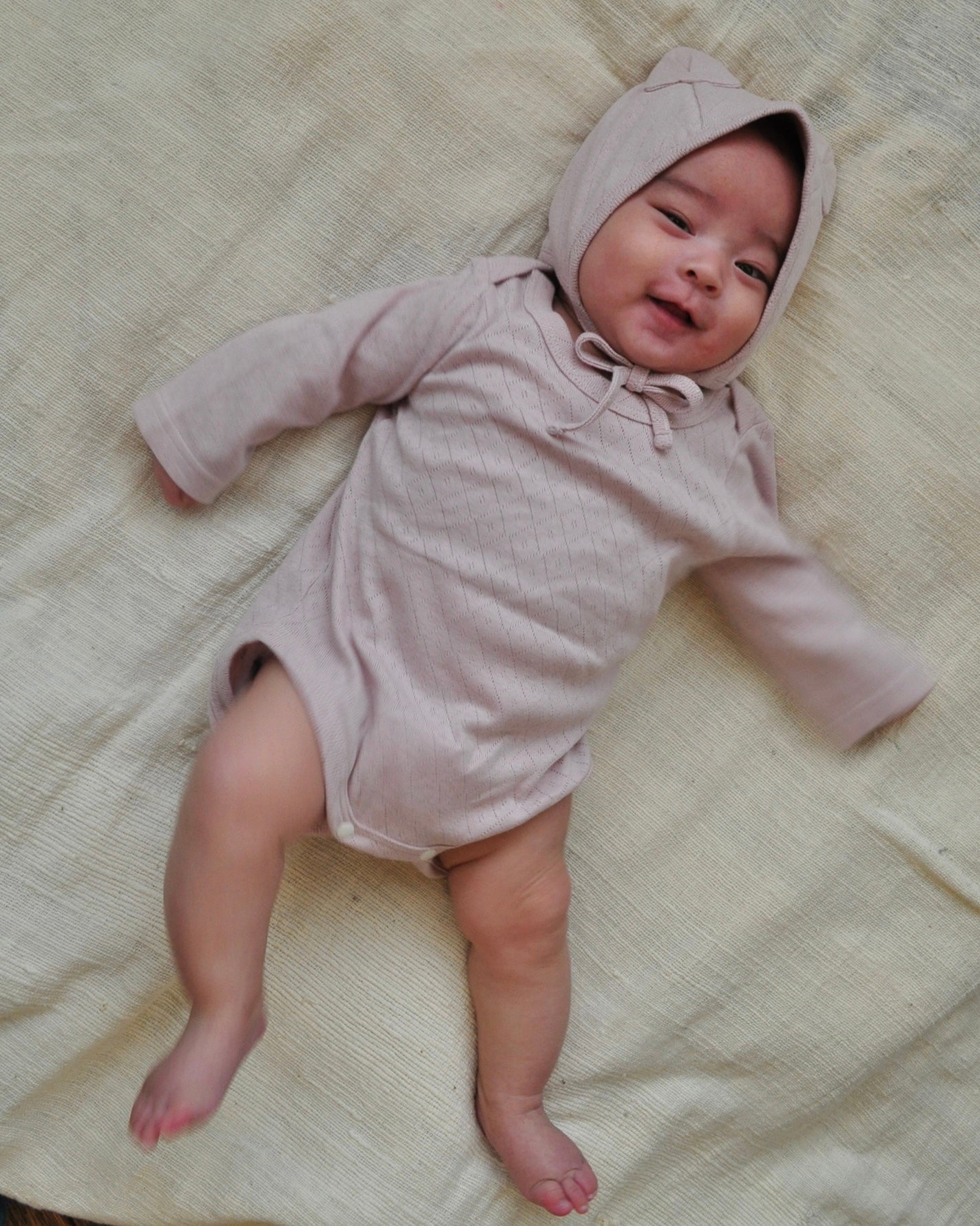 One Color Eyelet Fraise Rompers【110025】(pink)