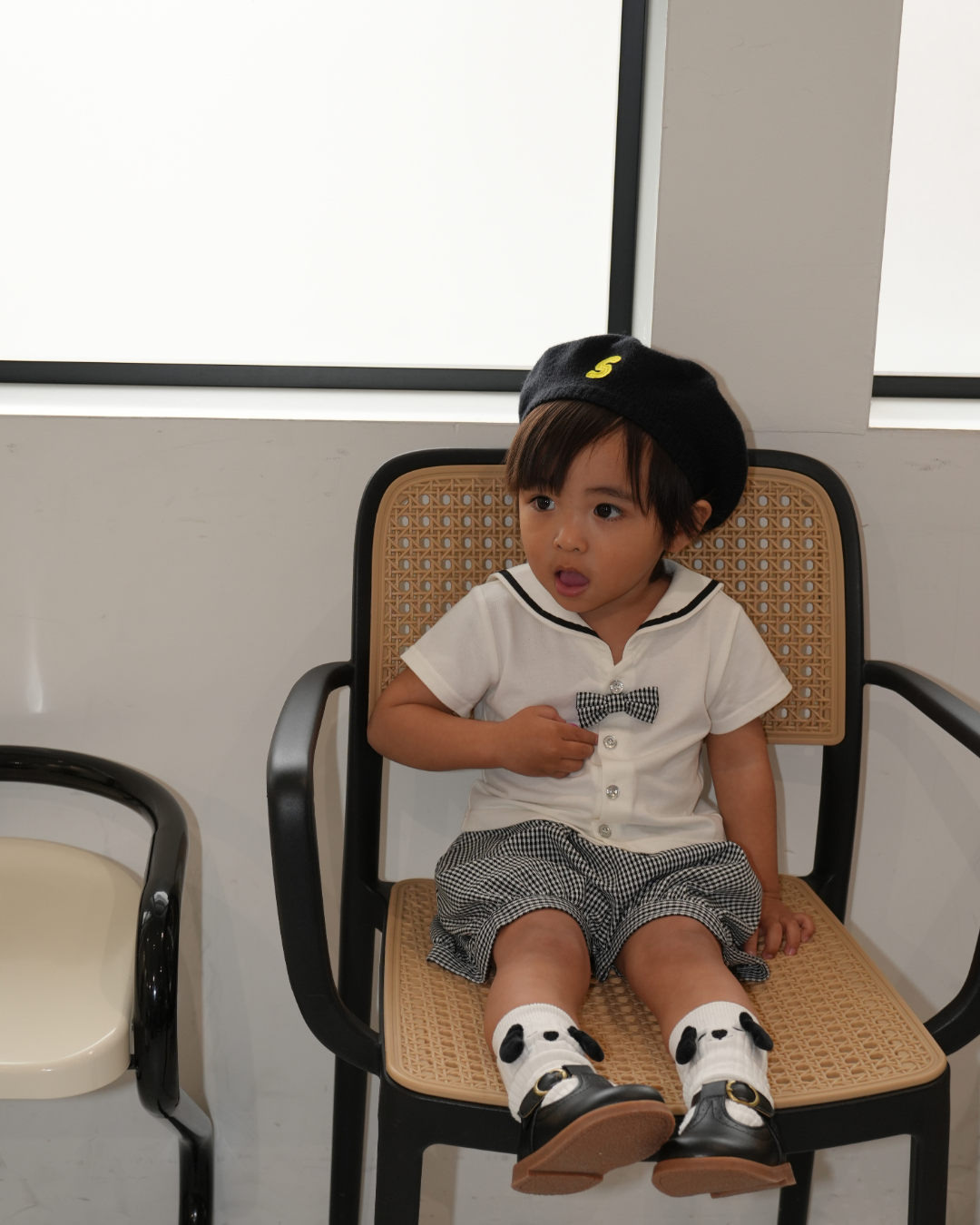 Check Pattern Bow Tie Sailor Set up【110213】 (black)