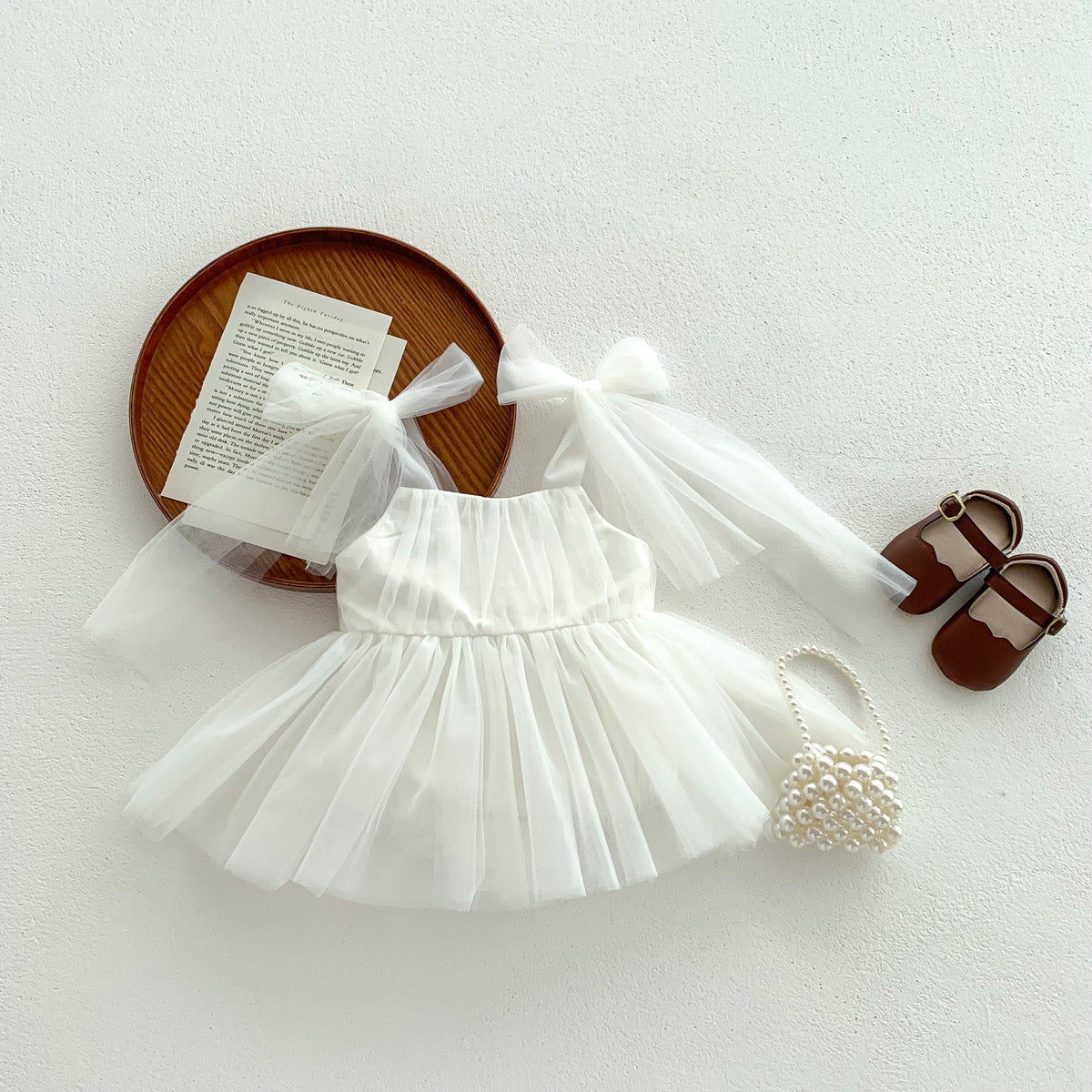 (予約商品)キャミソールワントーンリボンチュールワンピース【N3316】