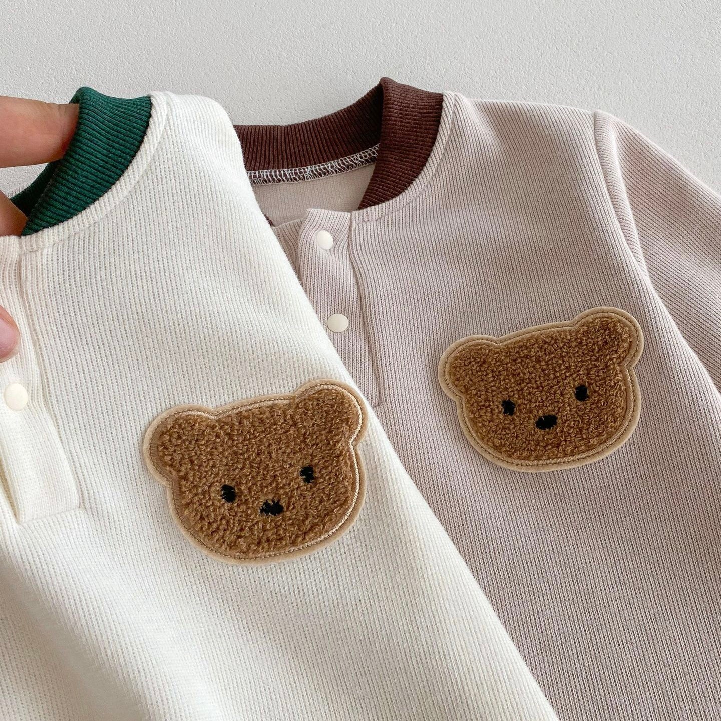 (予約商品)くまさんバイカラーロンパース【N3406】