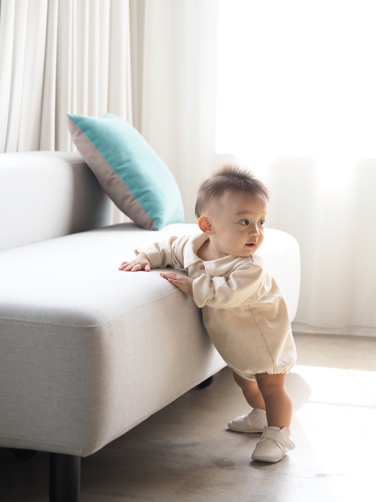 【KOHANA MADE04】organic denim shirt rompers/white -made in Japan-