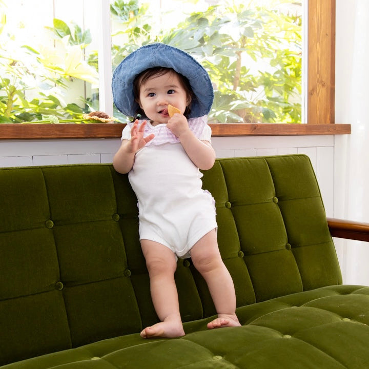 チェックフリルロンパース【110064】