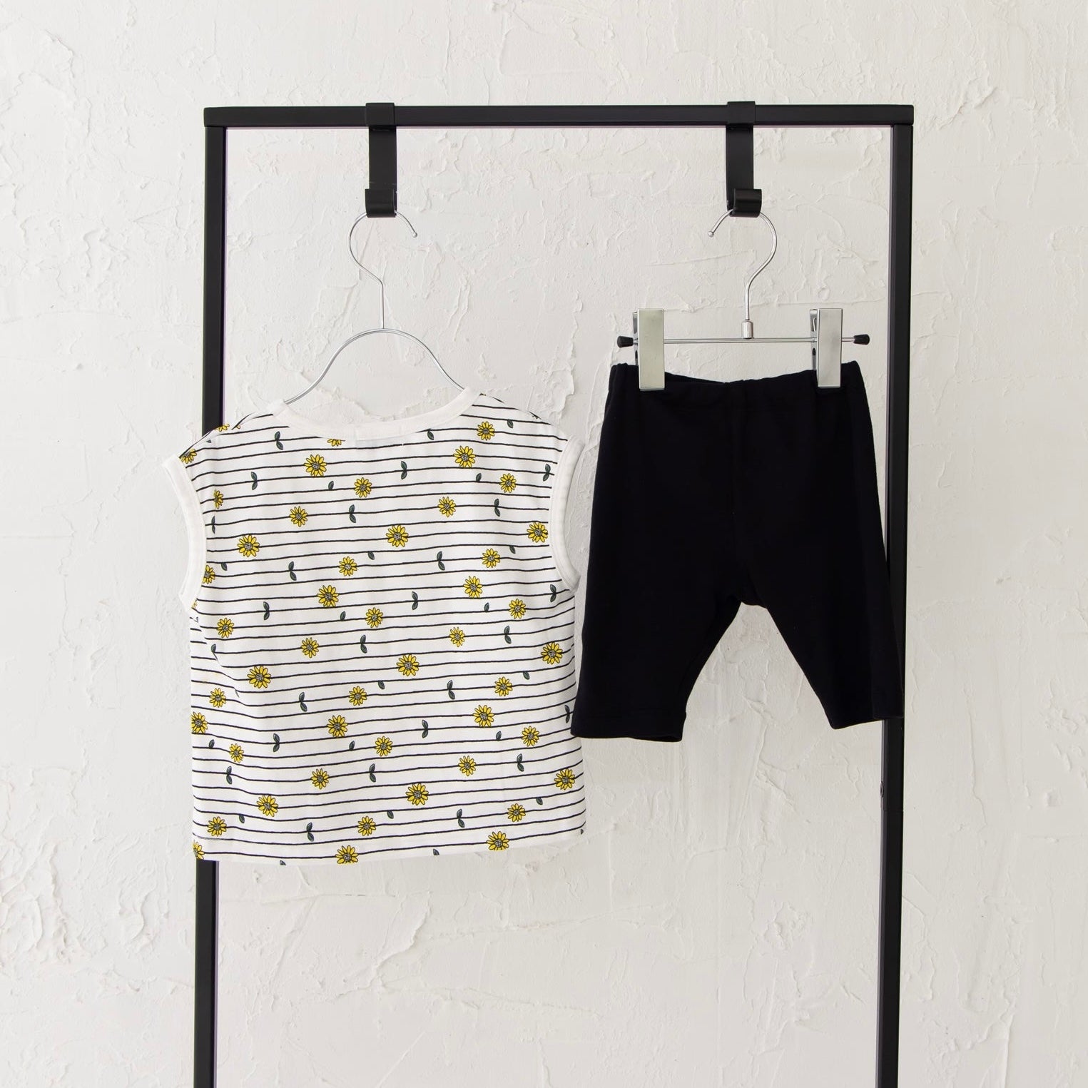 ひまわりボーダーツーピース(ノースリーブトップス)【110073】