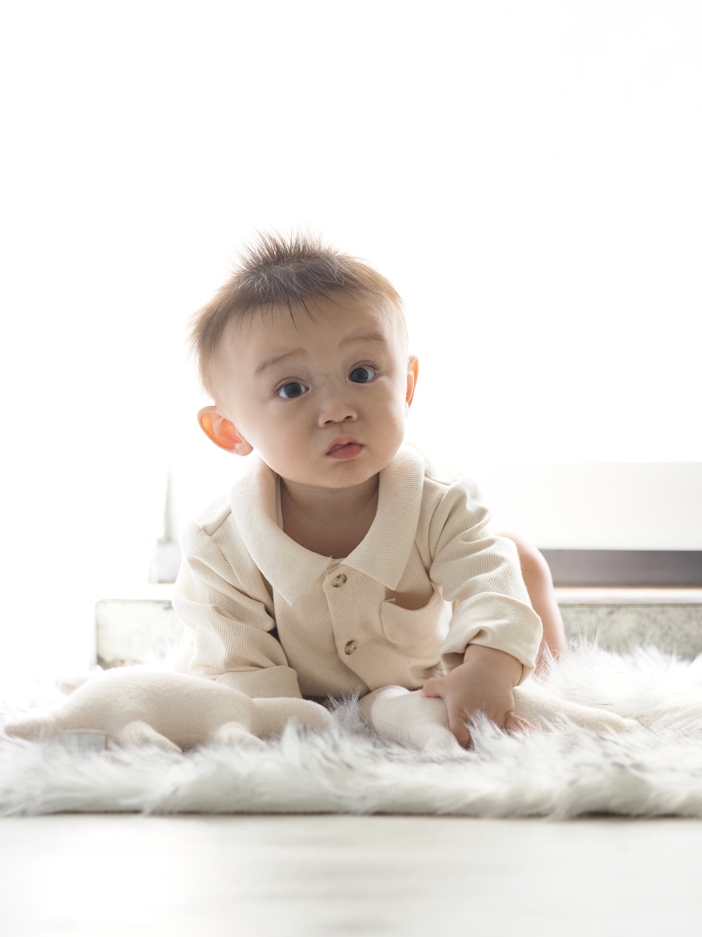 【KOHANA MADE04】organic denim shirt rompers/white -made in Japan-