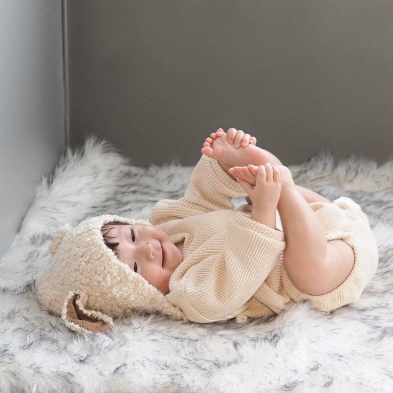 【KOHANA MADE01】waffle rompers -made in Japan-