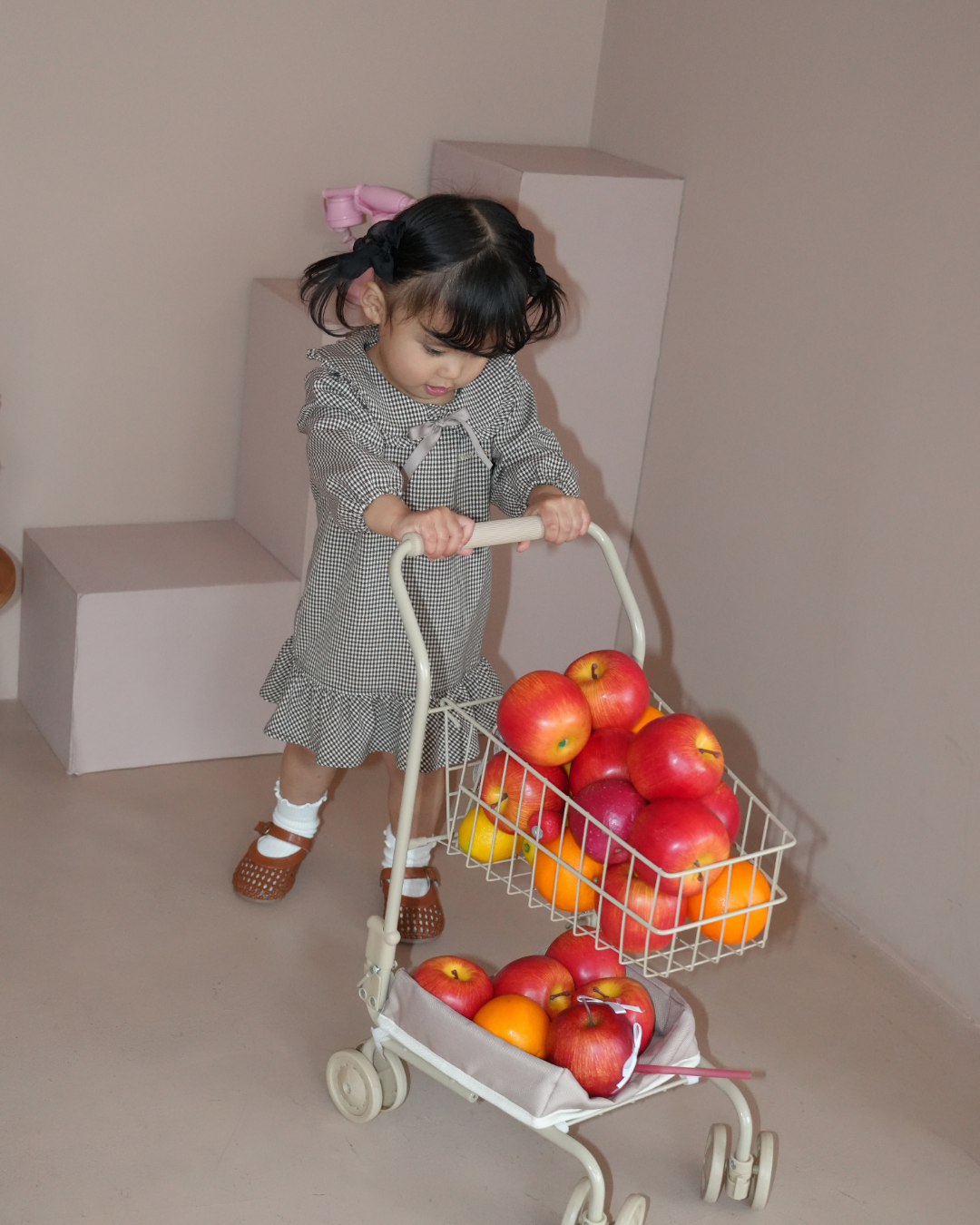 Check Pattern Frill Collar A-Line One piece【110218】 (black)