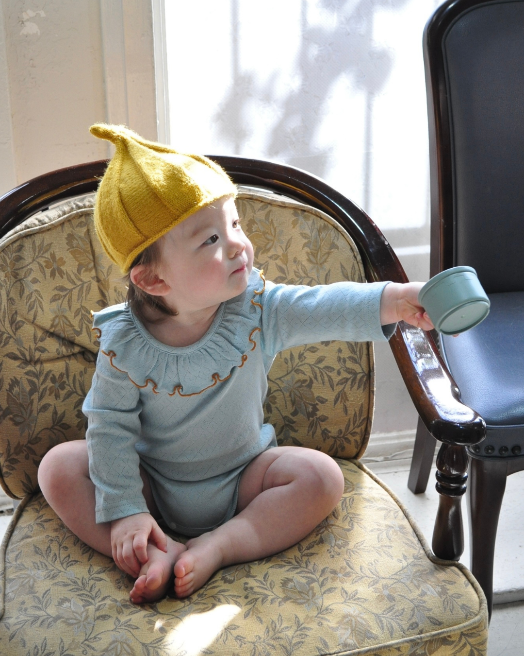 Frill Colour Eyelet Fraise Rompers【110053】(green)