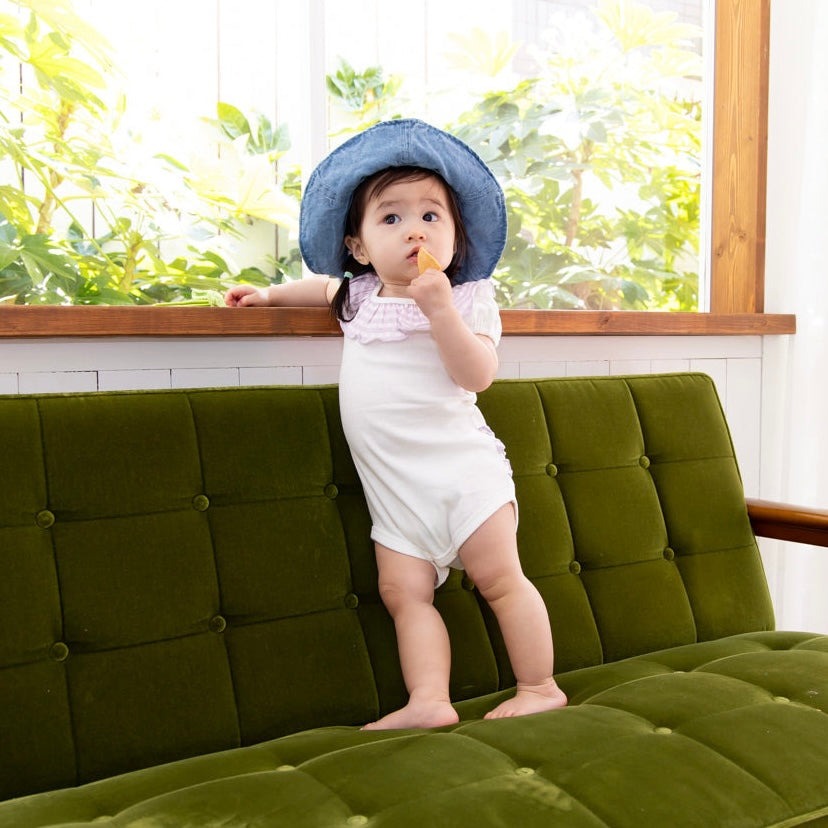 チェックフリルロンパース【110064】