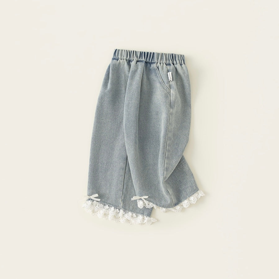 (予約商品)レースデザインデニムパンツ【K245】