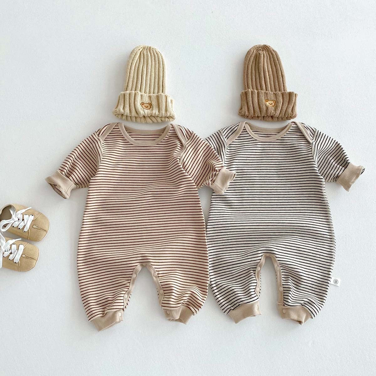 (予約商品)ボーダースウェットロンパース【N3455】