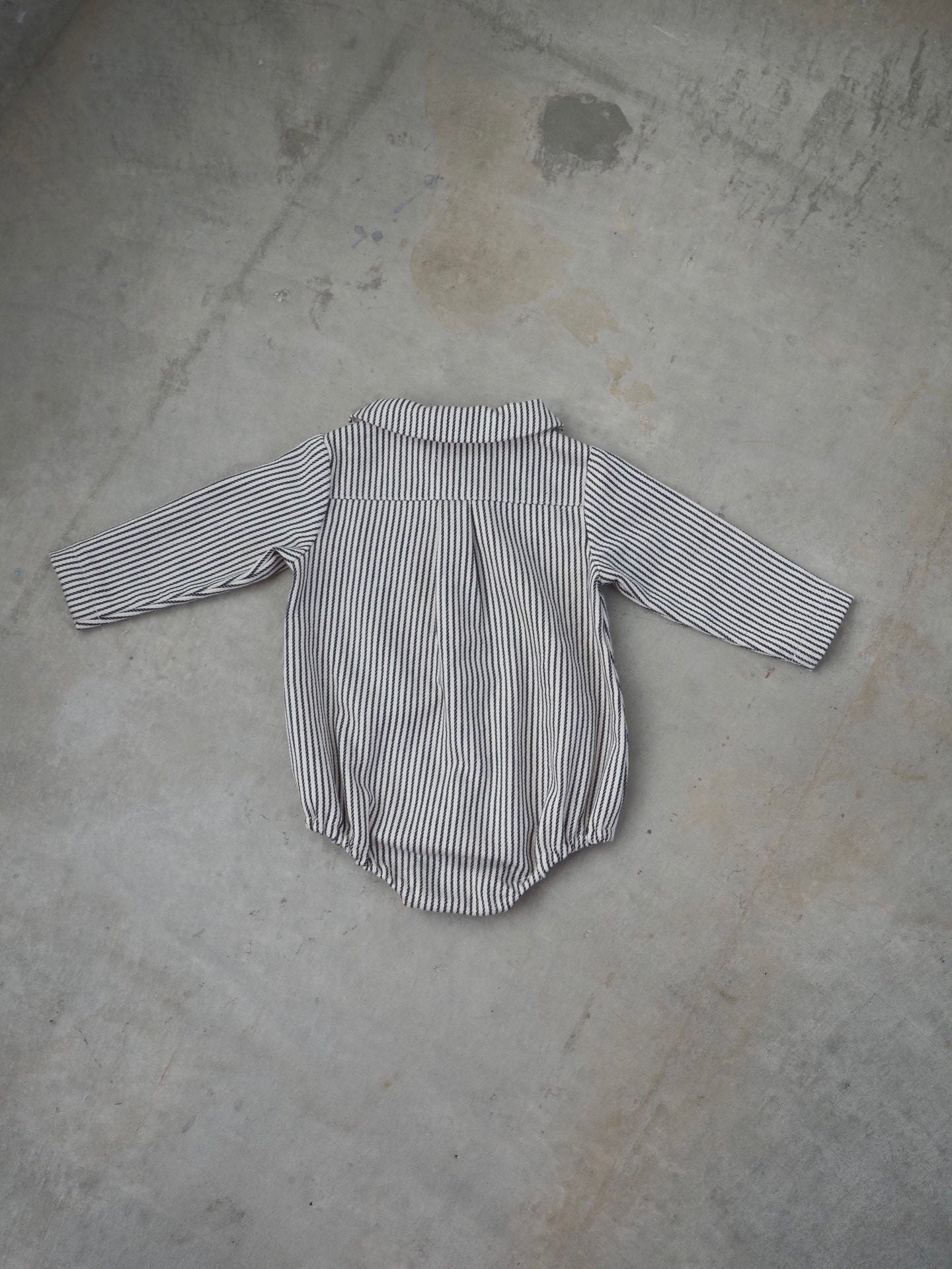 【KOHANA MADE05】organic denim shirt rompers/stripe -made in Japan-