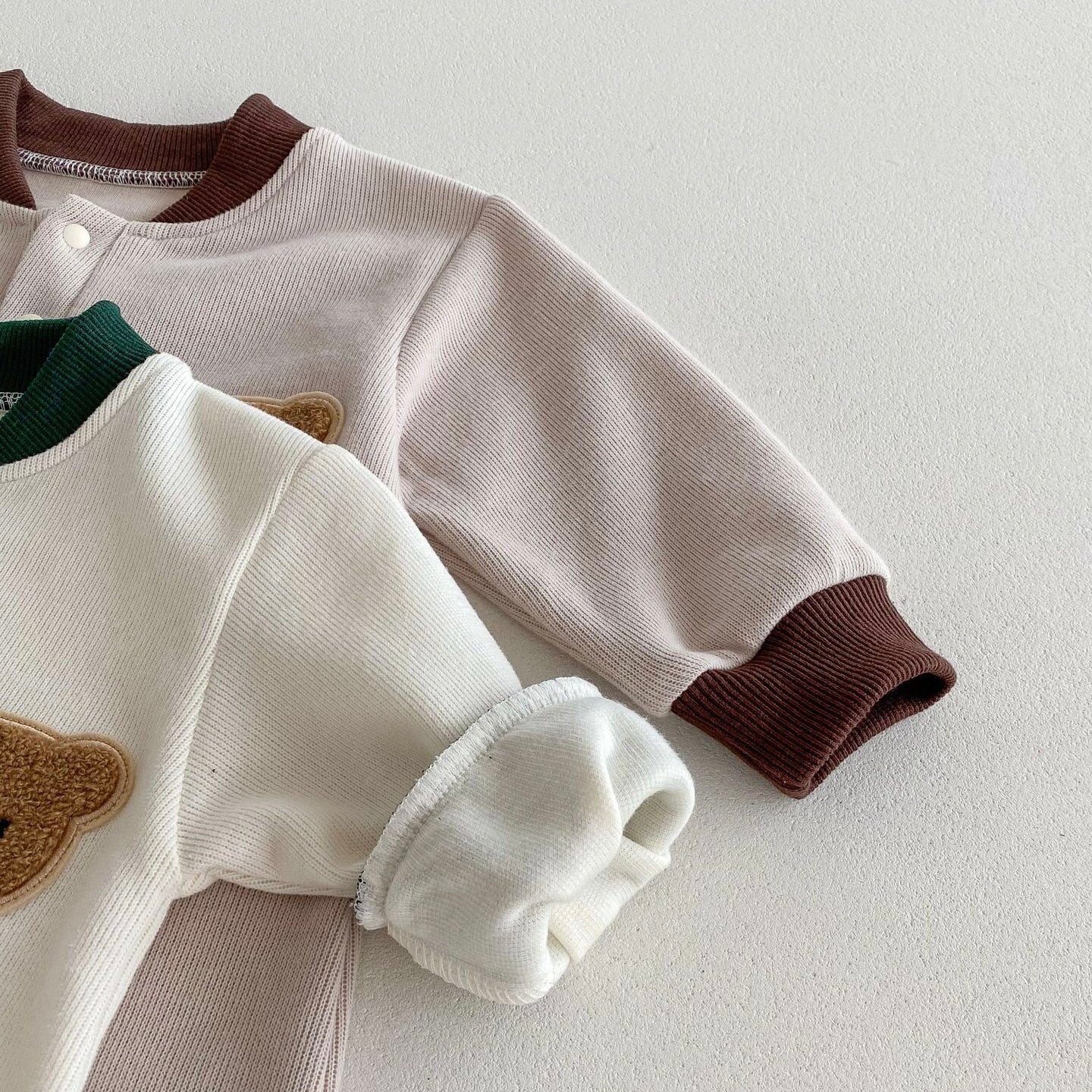 (予約商品)くまさんバイカラーロンパース【N3406】
