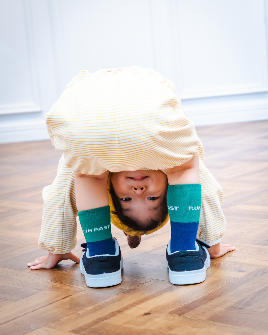 ストレッチボーダーモックネックTシャツ+パンツSET【110089】(Mustard)