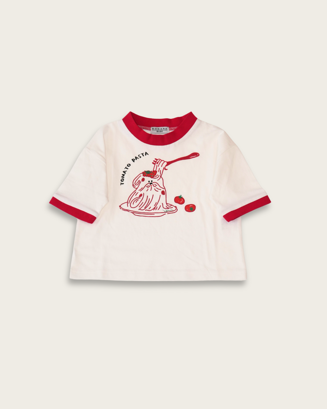 Tomato Pasta Dog Ringer Tee【110135】 (red)