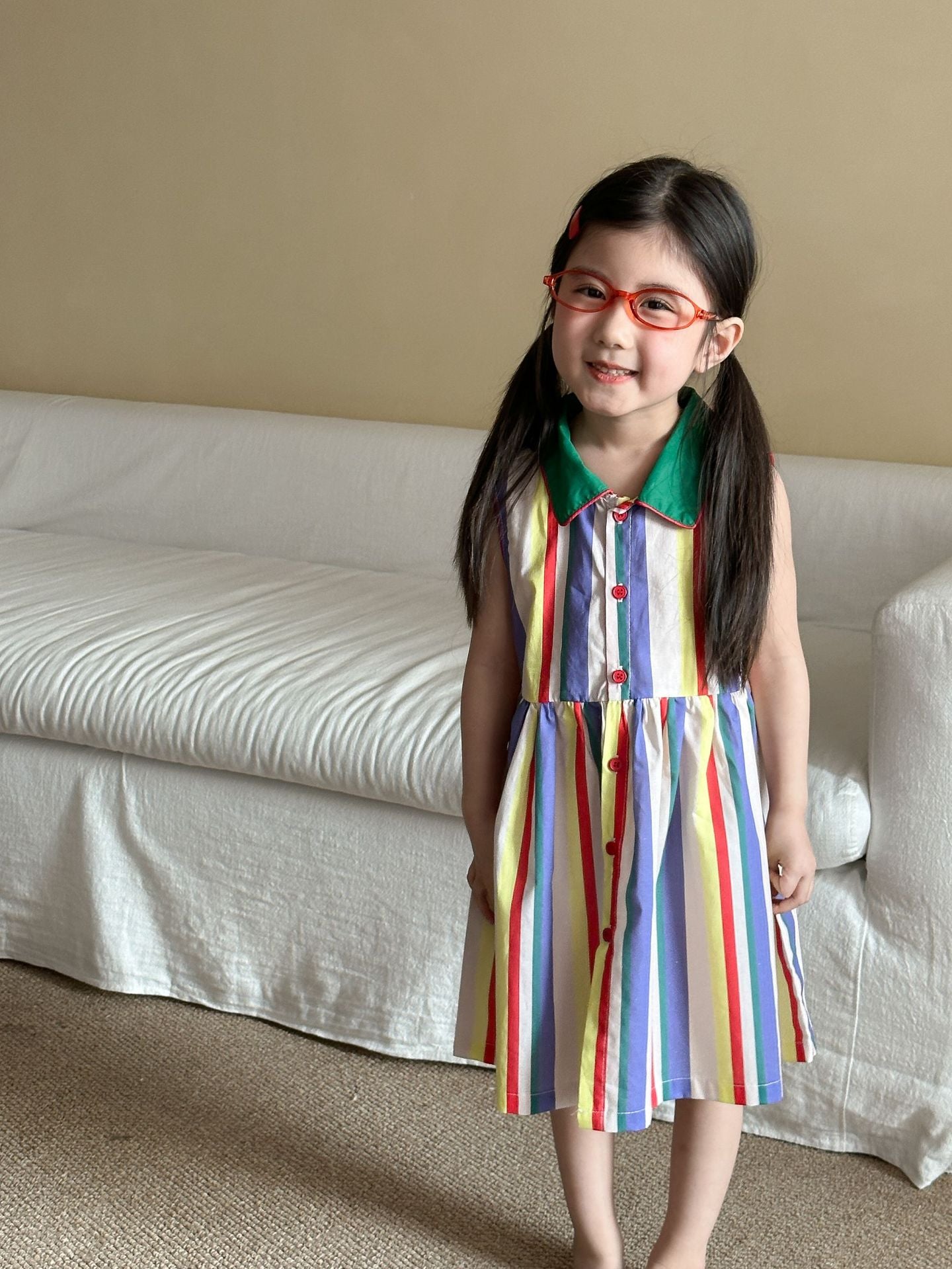 カラフルストライプサロペット/ワンピース【K252】