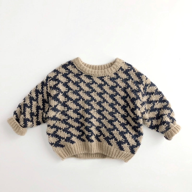 (予約商品)千鳥柄ニットプルオーバー【K183】