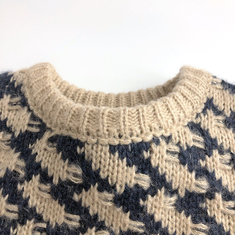 (予約商品)千鳥柄ニットプルオーバー【K183】