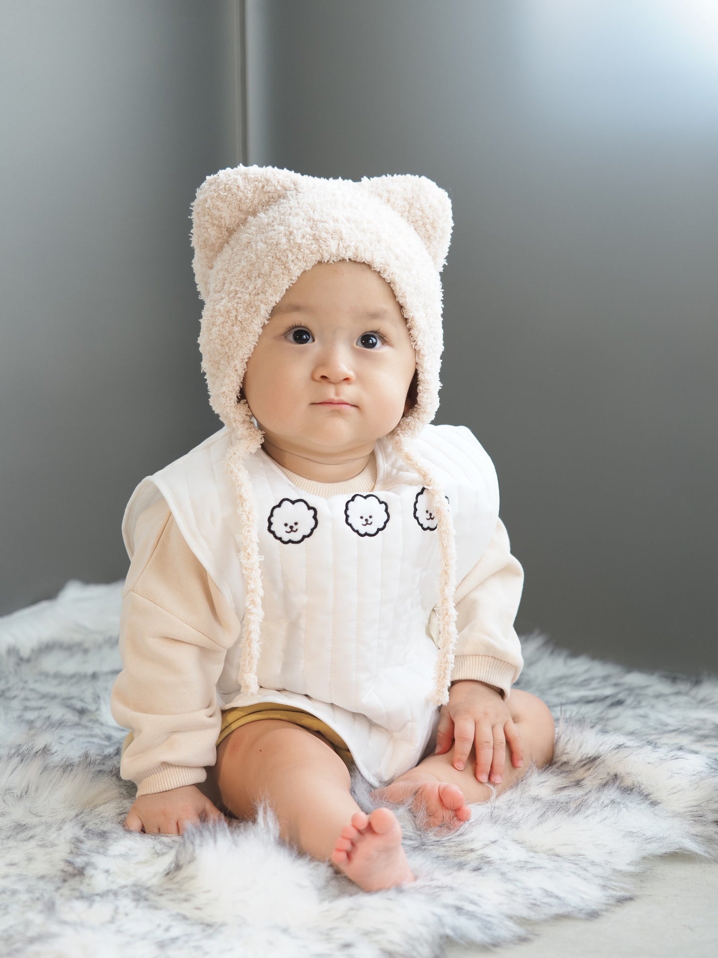 【KOHANA MADE06】organic cotton vest/bichon frise -made in Japan-
