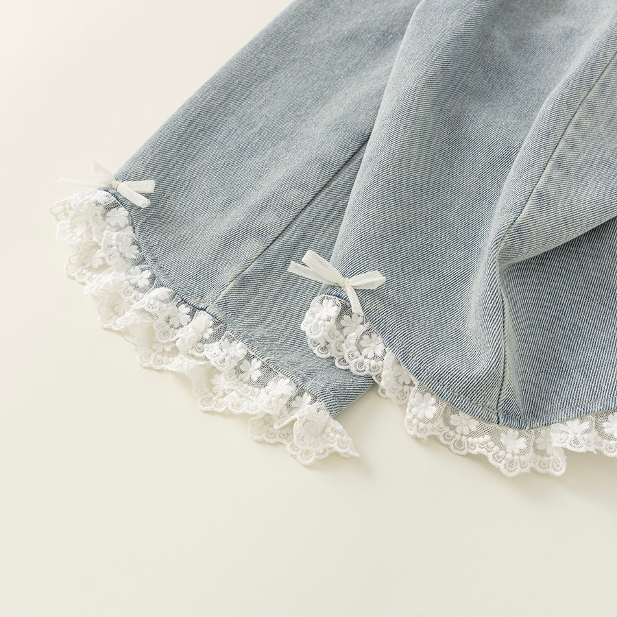 (予約商品)レースデザインデニムパンツ【K245】