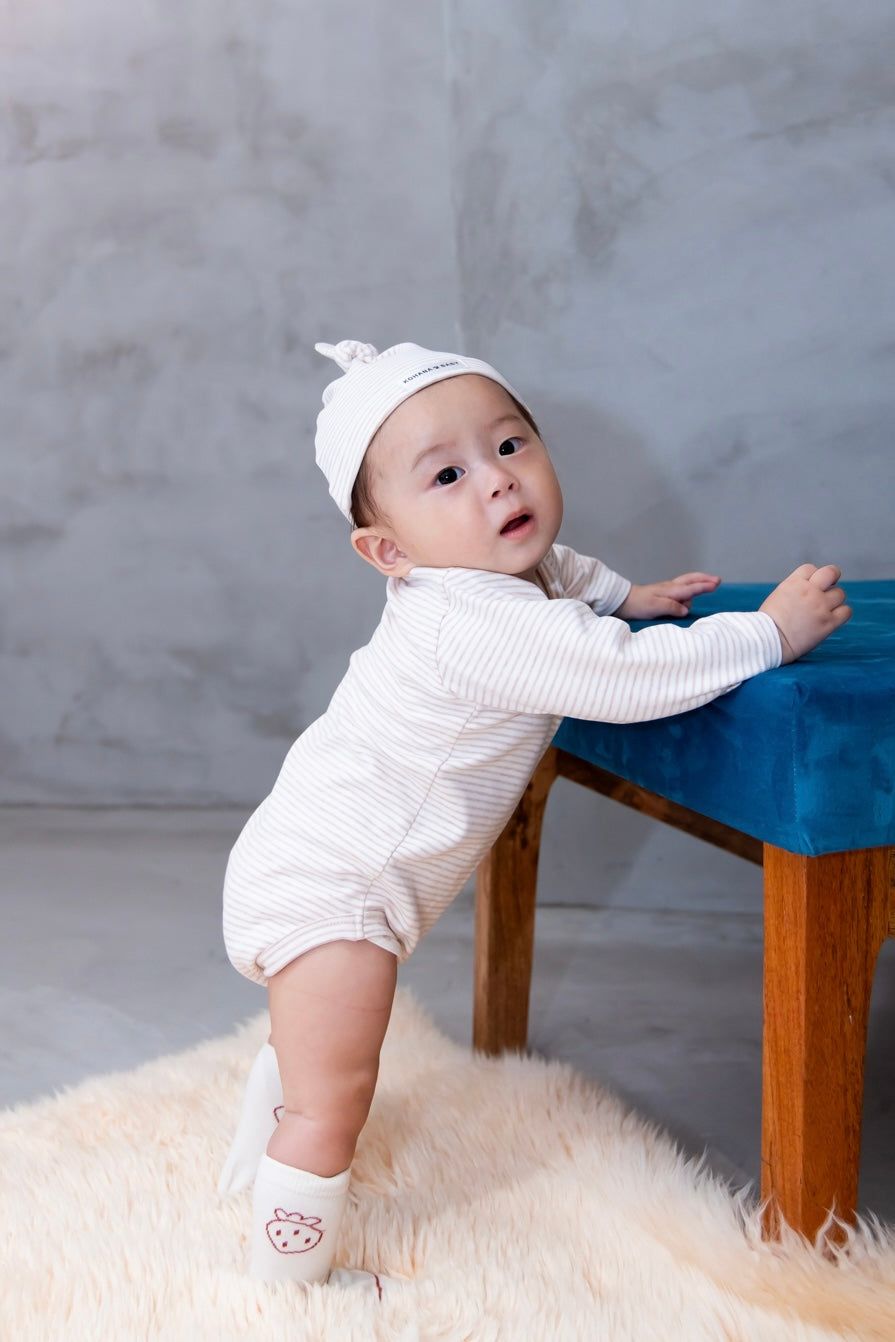 わんわんロンパース+ビーニーSET【110088】(Brown)