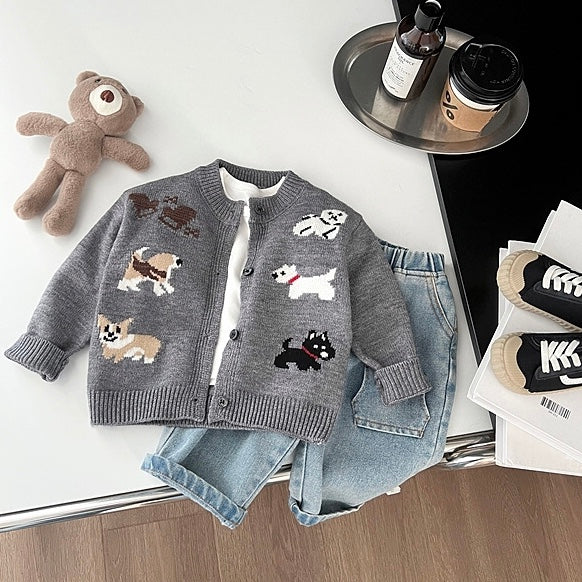 (予約商品)わんわんニットカーディガン【N3428】