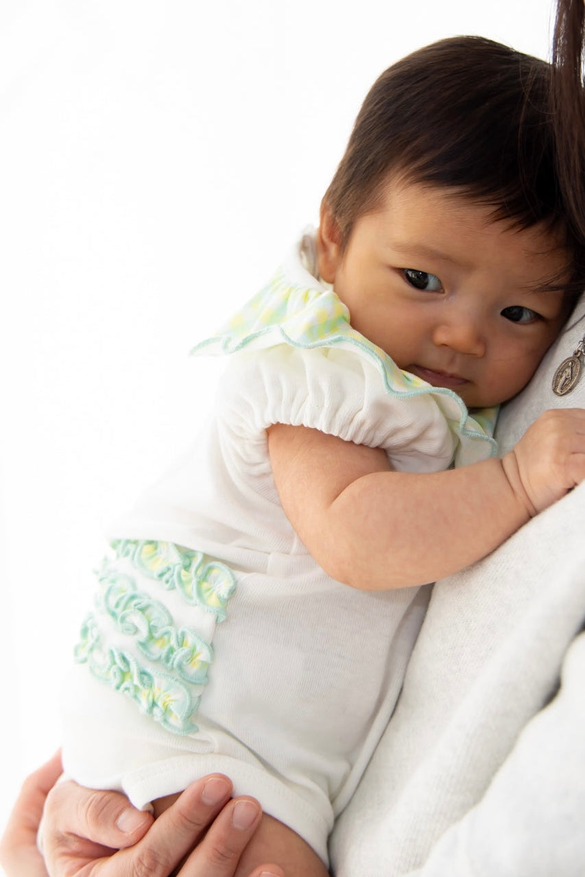 チェックフリルロンパース【110064】