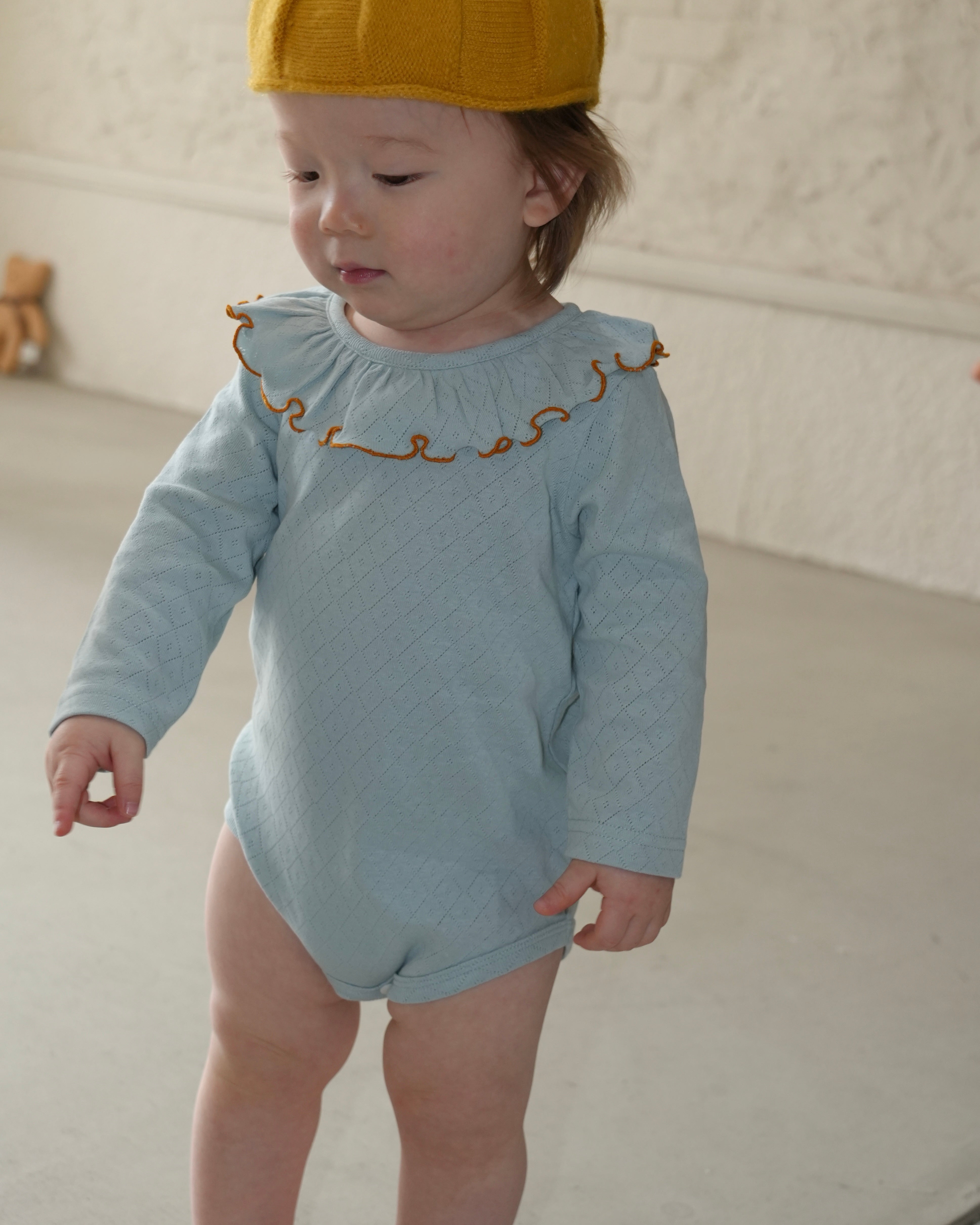 Frill Colour Eyelet Fraise Rompers【110053】(green)