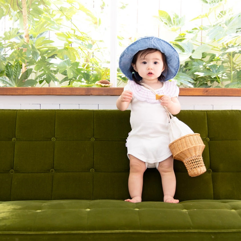 チェックフリルロンパース【110064】