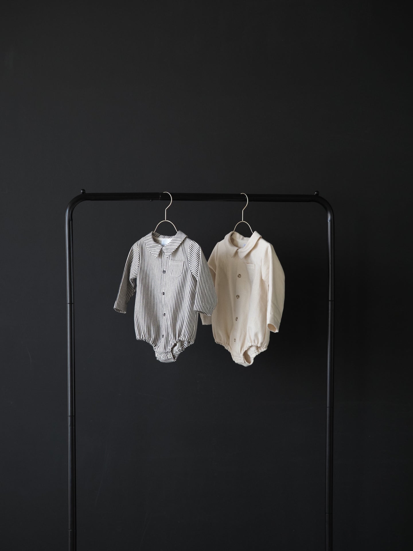 【KOHANA MADE05】organic denim shirt rompers/stripe -made in Japan-