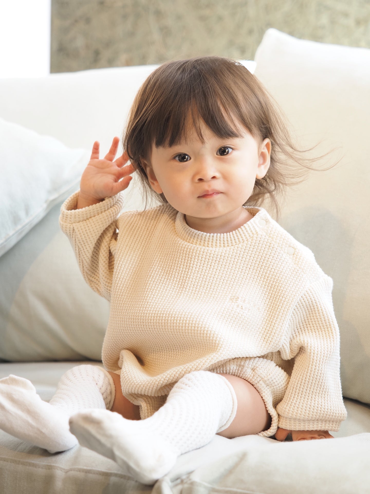 【KOHANA MADE01】waffle rompers -made in Japan-