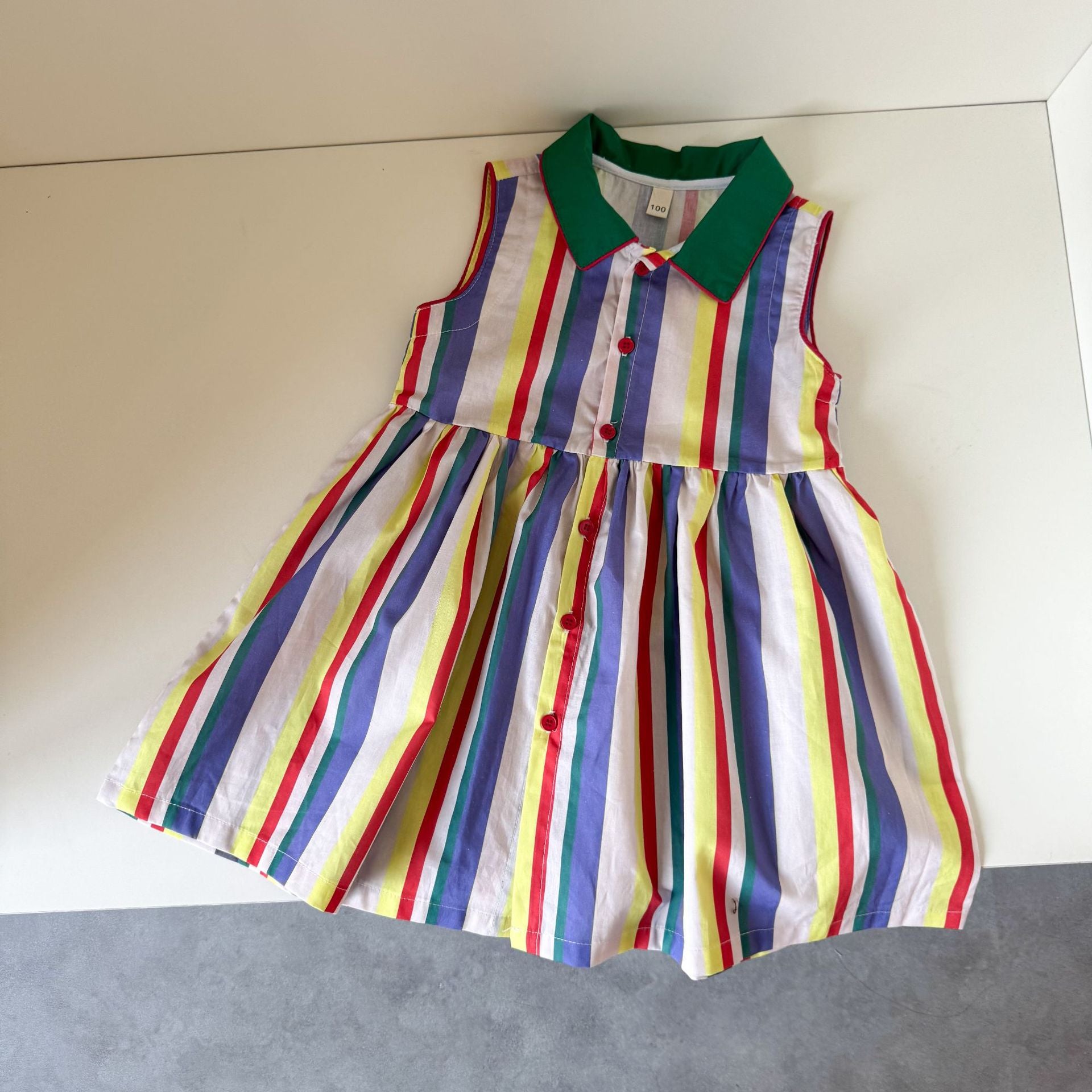 カラフルストライプサロペット/ワンピース【K252】