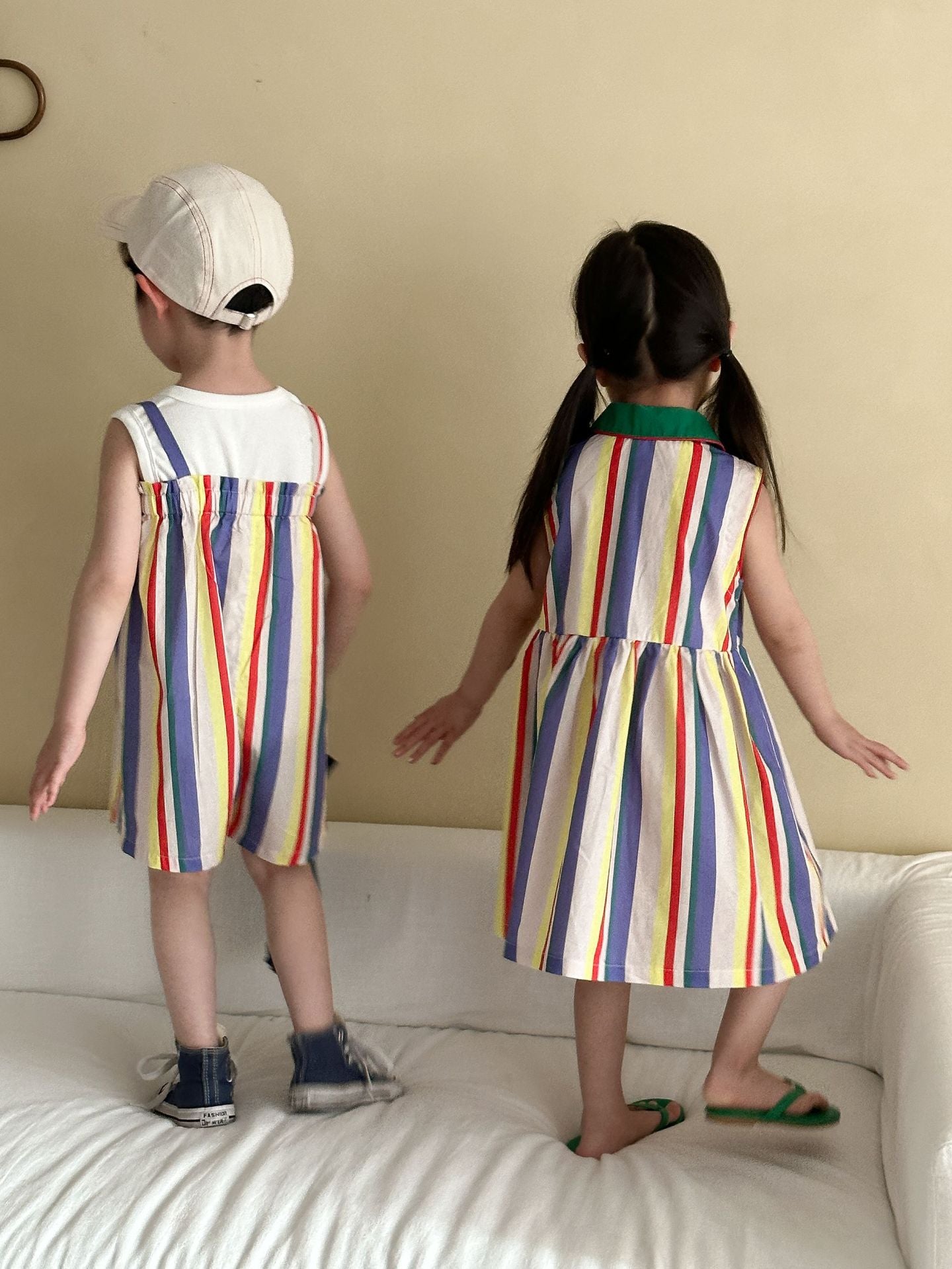 カラフルストライプサロペット/ワンピース【K252】