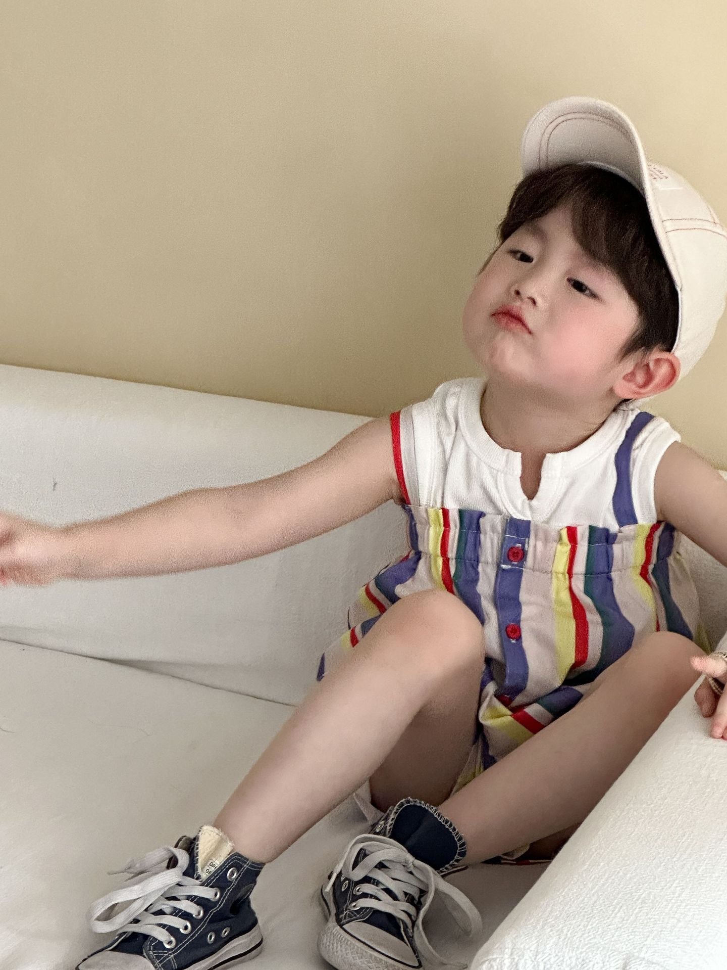 カラフルストライプサロペット/ワンピース【K252】