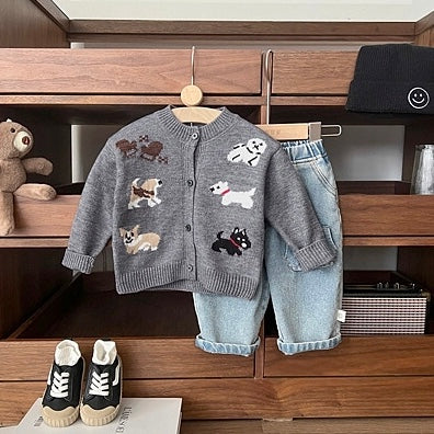 (予約商品)わんわんニットカーディガン【N3428】