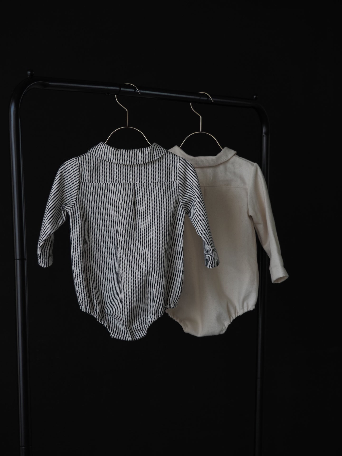【KOHANA MADE05】organic denim shirt rompers/stripe -made in Japan-
