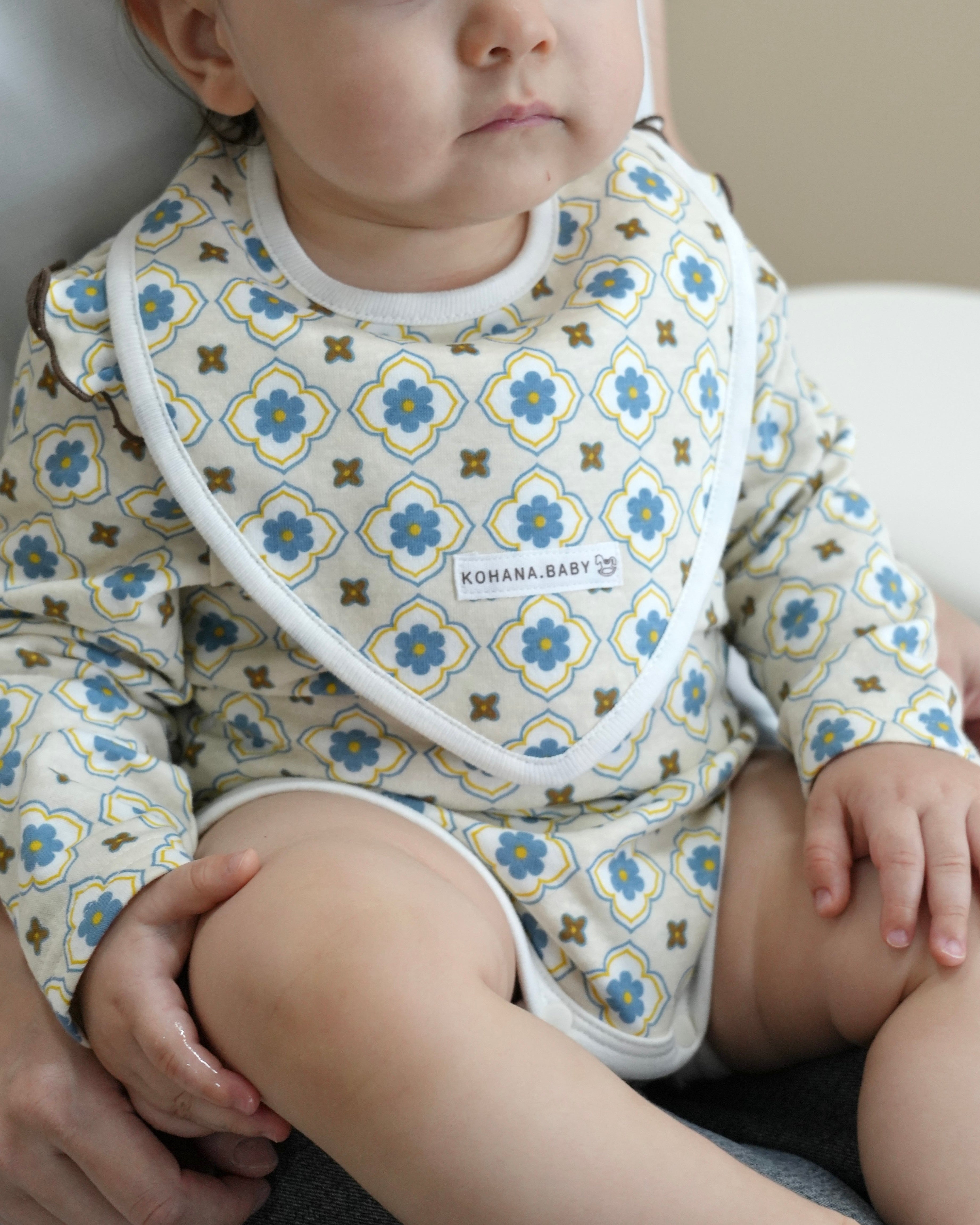 Vintage Tile Pattern Bib【110114】 (blue)