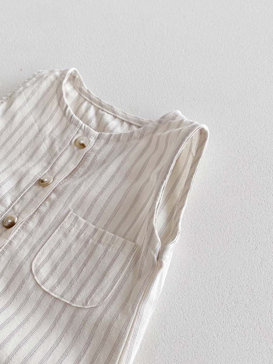 (予約商品)ストライプサロペット(帽子付き)【N3507】