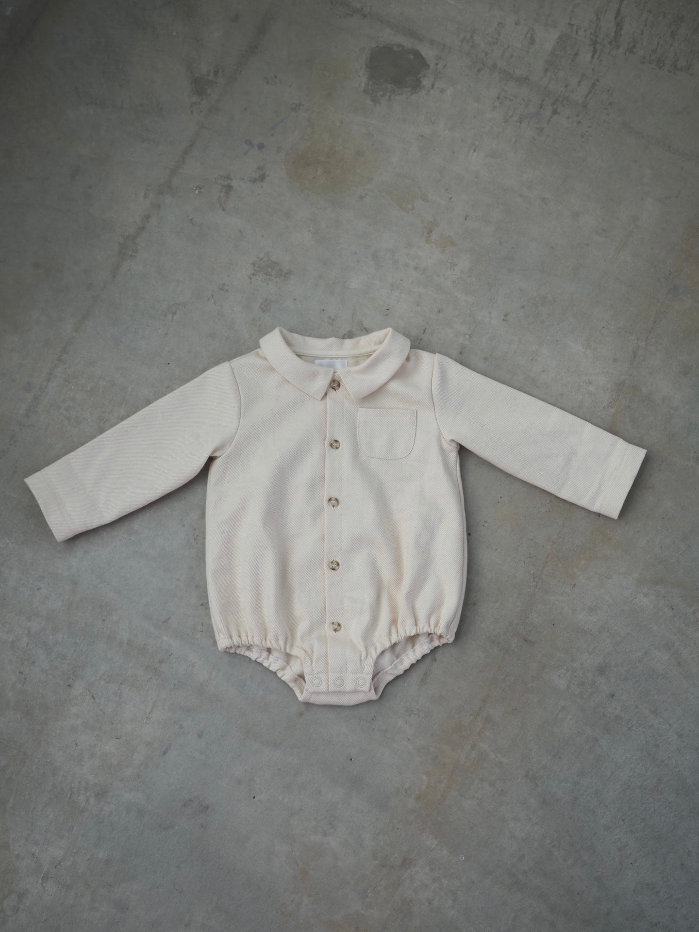 【KOHANA MADE04】organic denim shirt rompers/white -made in Japan-