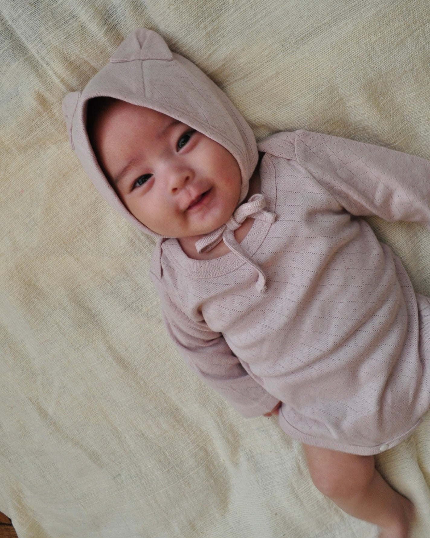 Eyelet Fraise Cat Ear Bonnet【110129】 (pink)