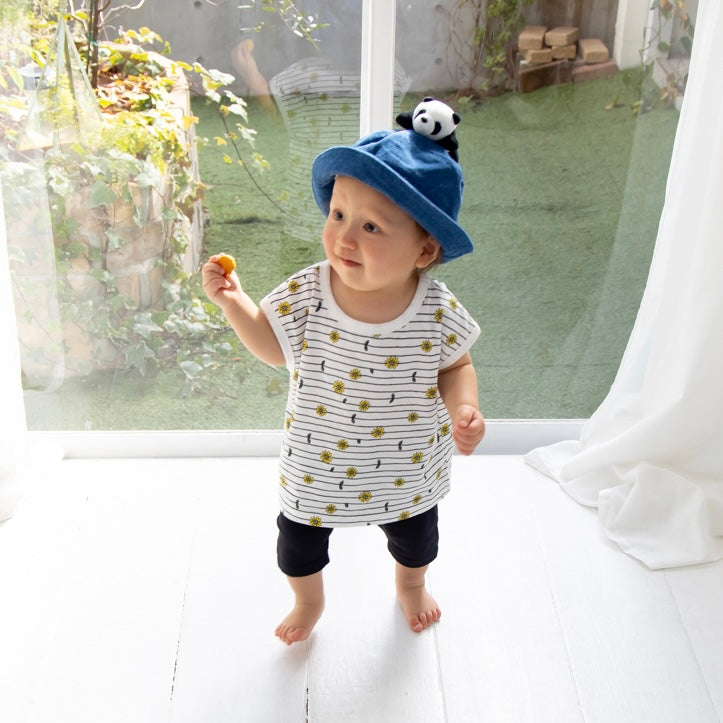 ひまわりボーダーツーピース(ノースリーブトップス)【110073】