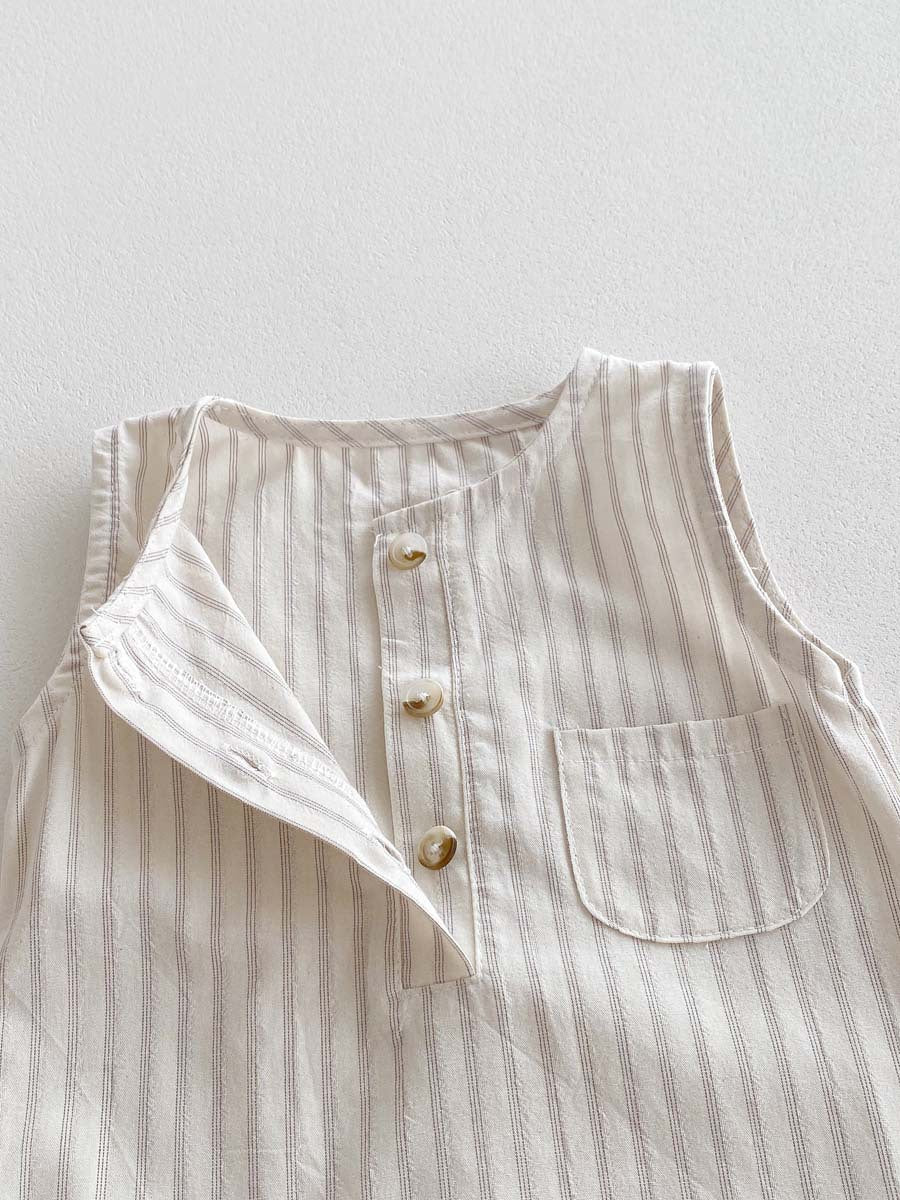 (予約商品)ストライプサロペット(帽子付き)【N3507】