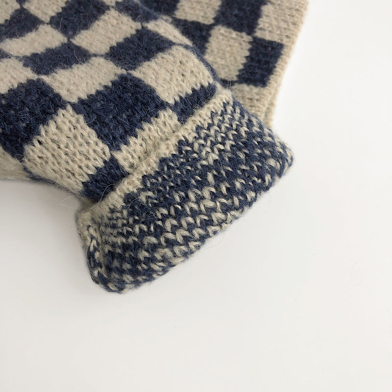 (予約商品)ブロックチェックニットカーディガン/パンツ【K215】