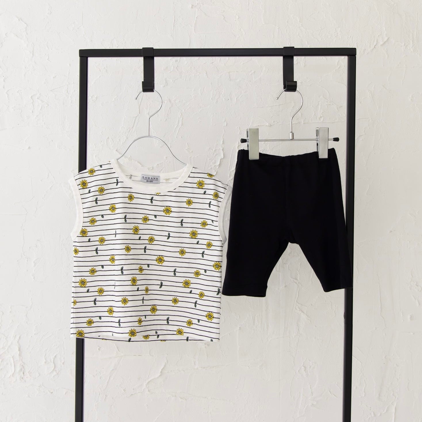 ひまわりボーダーツーピース(ノースリーブトップス)【110073】