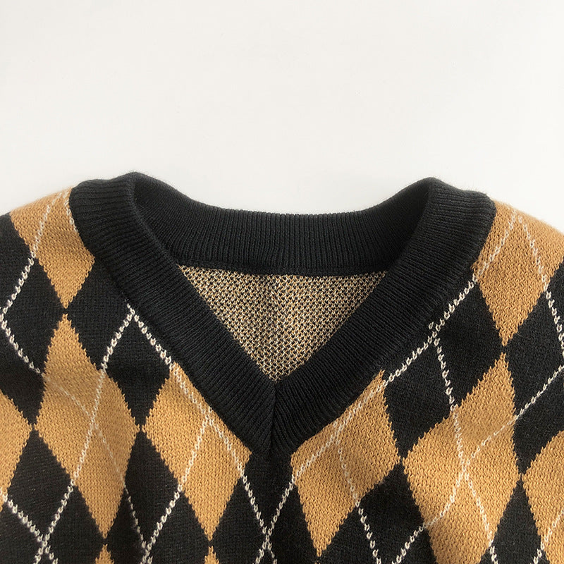 (予約商品)アーガイルチェックニットセットアップ【K216】
