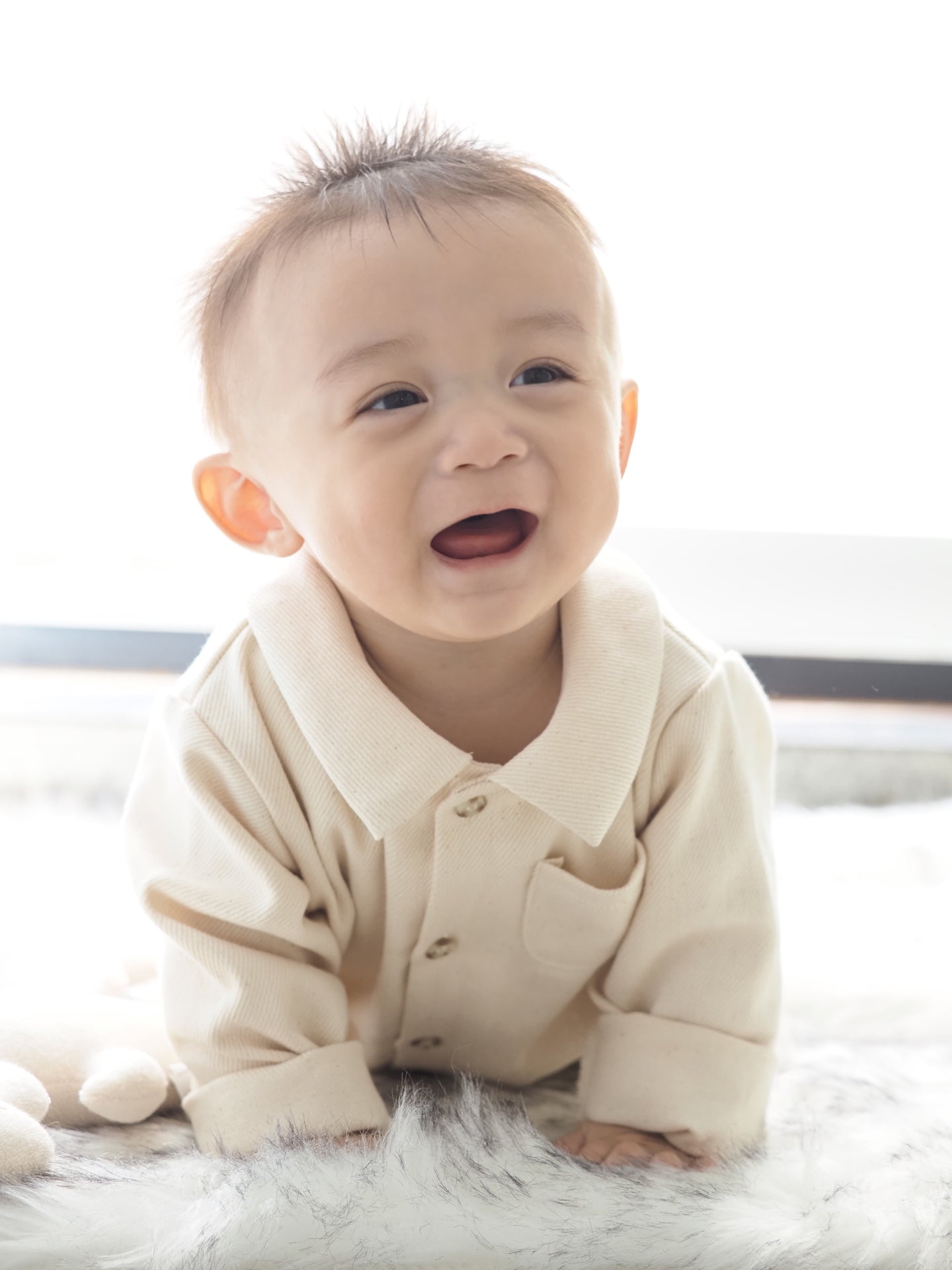 【KOHANA MADE04】organic denim shirt rompers/white -made in Japan-