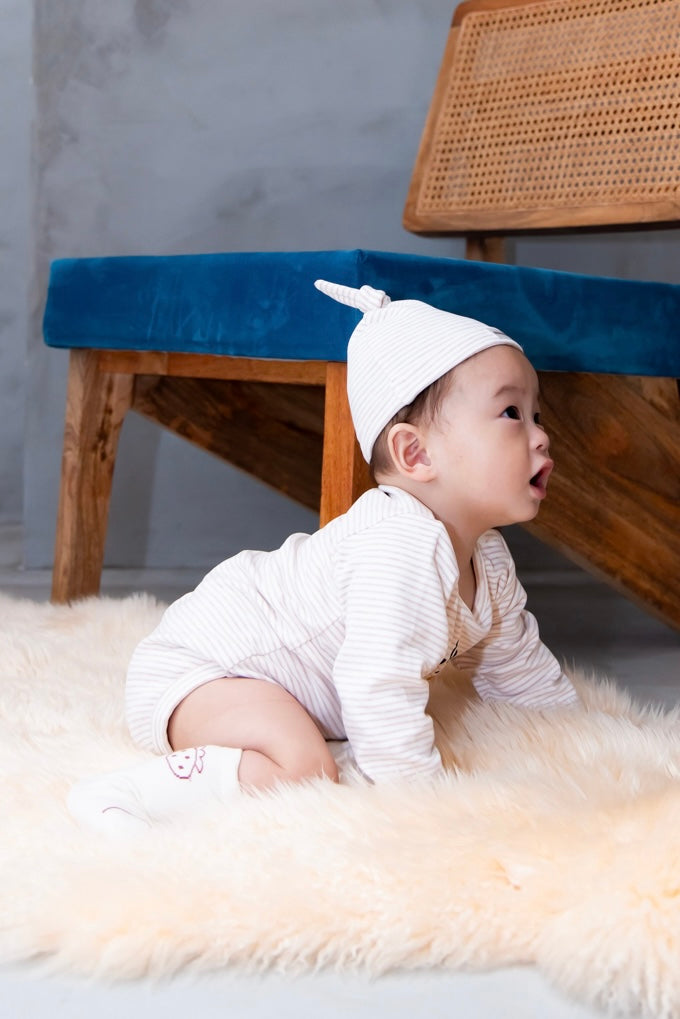 わんわんロンパース+ビーニーSET【110088】(Brown)